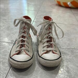 Converse Cream and Red High-Top Sneakers